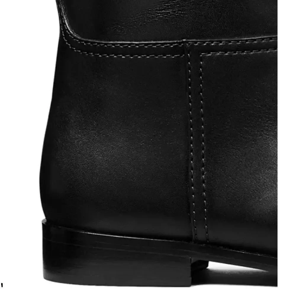 NWT TORY BURCH Double T Riding Black Leather Boots Size 7 $ 579.00